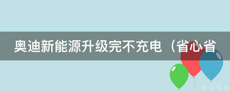 奥迪新能源升级完不充电_省心省钱的驾驶体验