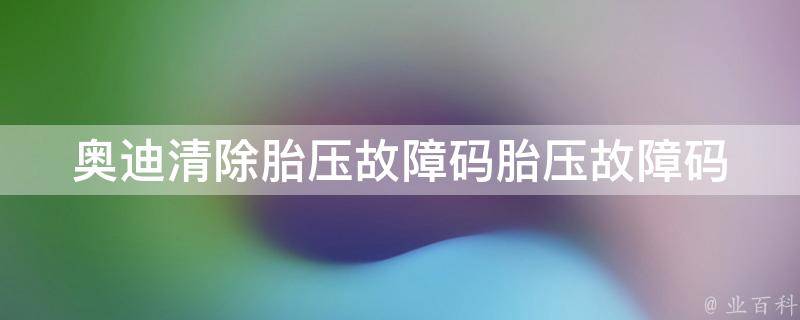 奥迪清除胎压故障码(胎压故障码清除方法及常见问题解答)