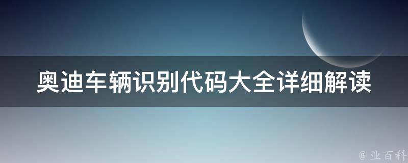 奥迪车辆识别代码大全(详细解读及使用方法)