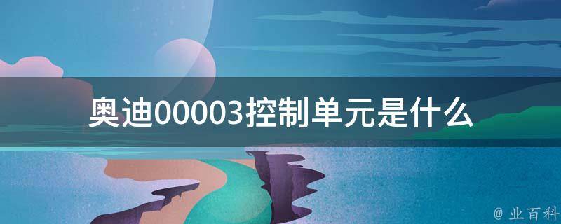 奥迪00003控制单元是什么_详解奥迪车型中的控制单元作用与功能