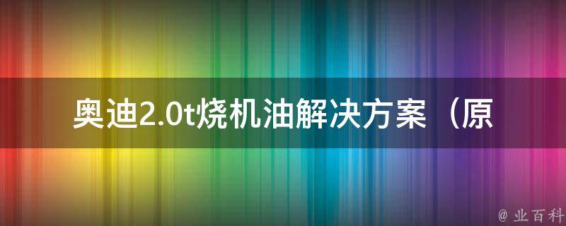 奥迪2.0t烧机油解决方案（原因分析+经验分享+专家建议）