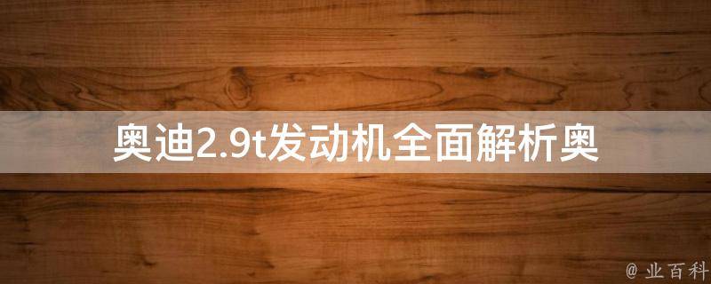 奥迪2.9t发动机_全面解析奥迪2.9t发动机性能与技术特点