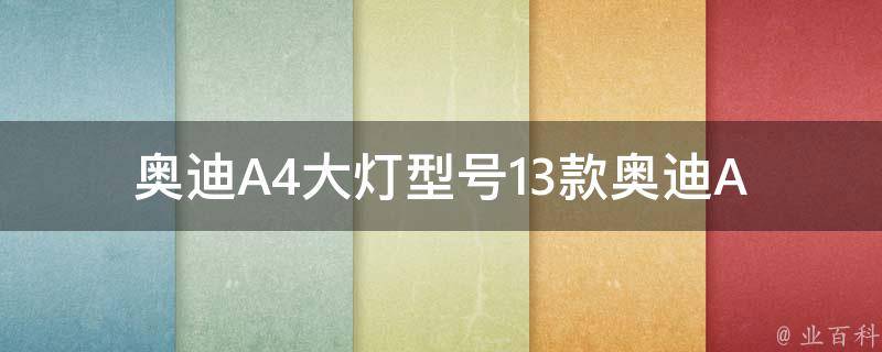 奥迪A4大灯型号_13款奥迪A4大灯详解