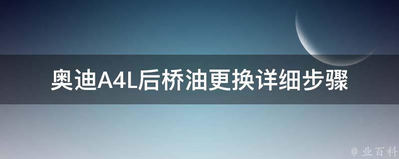 奥迪A4L后桥油更换(详细步骤和注意事项)