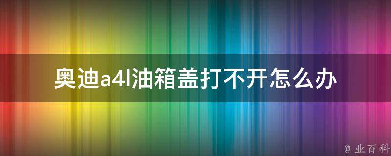 奥迪a4l油箱盖打不开怎么办_解决方法大全