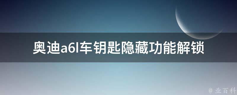 奥迪a6l车钥匙隐藏功能_解锁新姿势，让你的驾驶更加便捷。