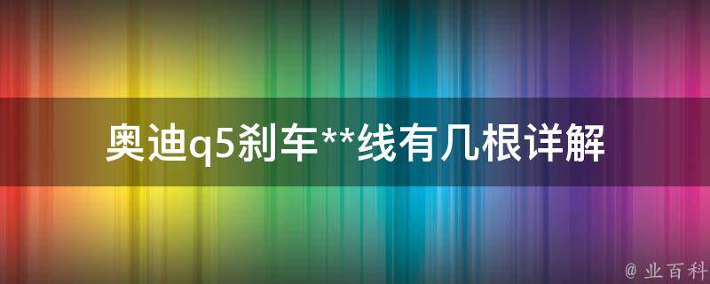 奥迪q5刹车**线有几根_详解奥迪q5刹车**线的种类和数量