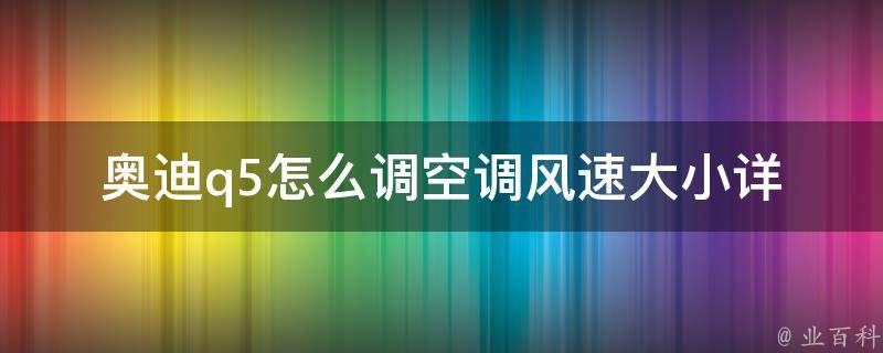 奥迪q5怎么调空调风速大小_详解奥迪q5空调使用方法及常见问题解决