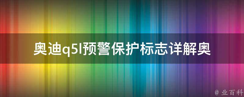 奥迪q5l预警保护标志_详解奥迪q5l智能安全系统的预警和保护功能