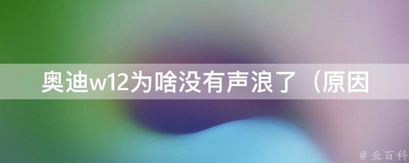 奥迪w12为啥没有声浪了_原因揭秘，如何让引擎发出嘶吼声