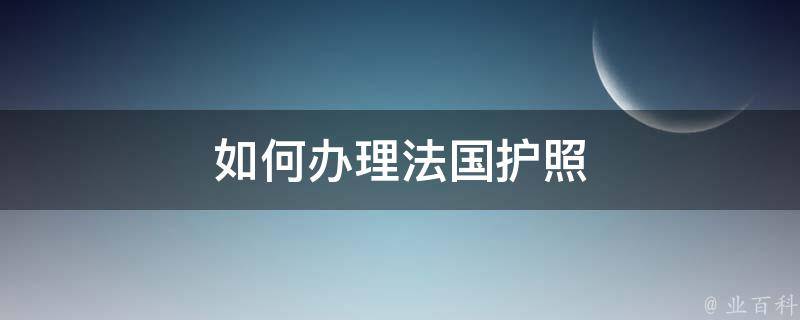 如何办理法国护照 