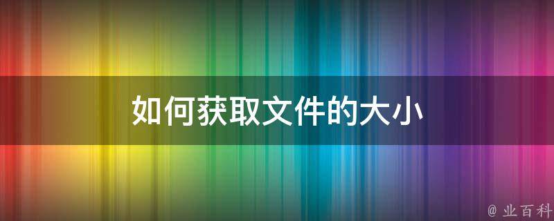 如何获取文件的大小 