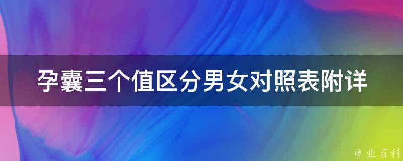 孕囊三个值区分男女对照表(附详细解析和实例)