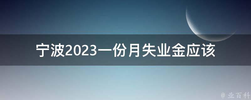 宁波2023一份月失业金(应该如何申请)