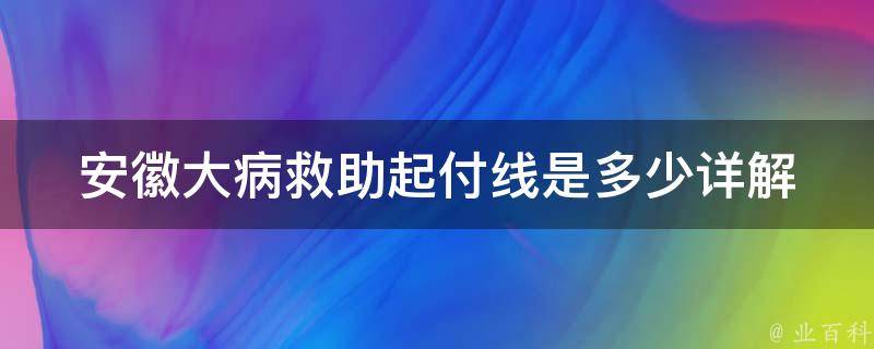 安徽大病救助起付线是多少(详解政策规定)