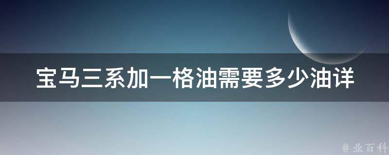 宝马三系加一格油需要多少油_详解加油量计算方法。