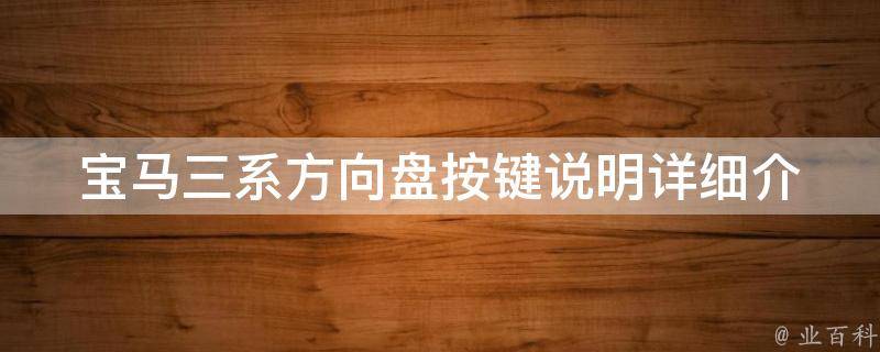 宝马三系方向盘按键说明(详细介绍宝马3系方向盘功能键的使用方法)