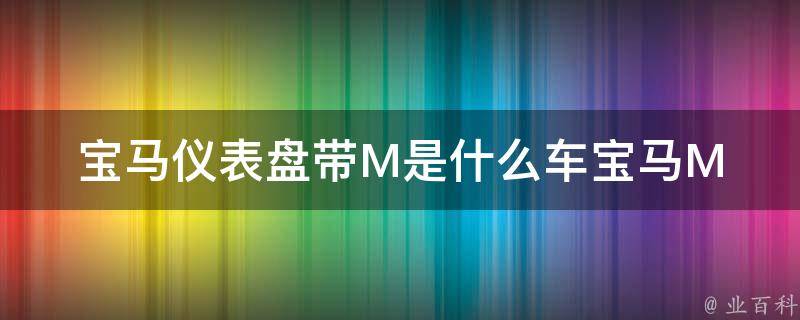 宝马仪表盘带M是什么车_宝马M系列车型详解