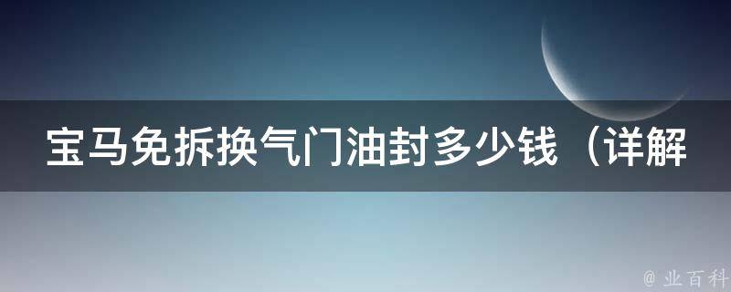 宝马免拆换气门油封多少钱（详解宝马气门油封更换费用及注意事项）