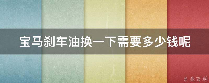 宝马刹车油换一下需要多少钱呢_宝马刹车油更换费用及注意事项