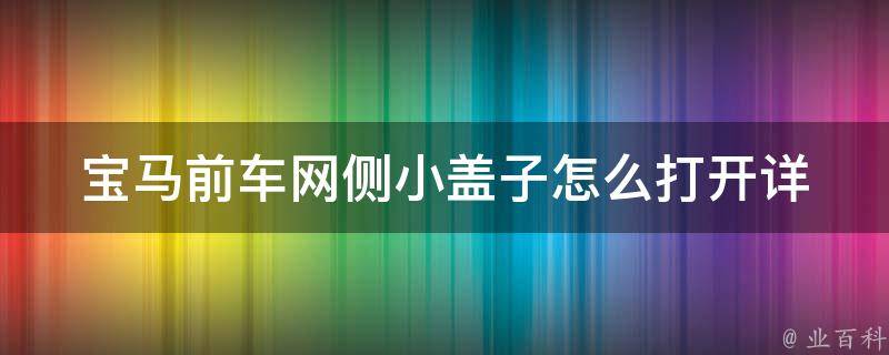 宝马前车网侧小盖子怎么打开_详细图解教程