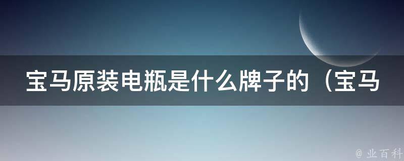 宝马原装电瓶是什么牌子的_宝马电瓶品牌大揭秘，原装电瓶的优势与劣势