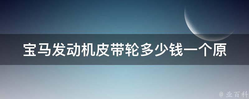 宝马发动机皮带轮多少钱一个_原厂配件 VS 普通品牌，哪个更值得选择？