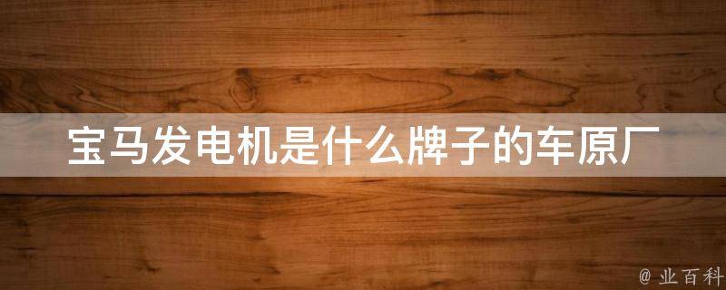 宝马发电机是什么牌子的车(原厂配件解析)。