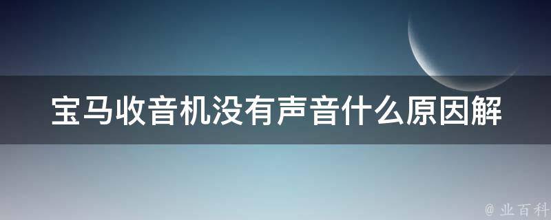 宝马收音机没有声音什么原因_解决方法大全