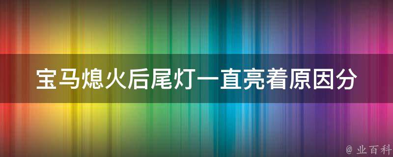 宝马熄火后尾灯一直亮着_原因分析+解决方法