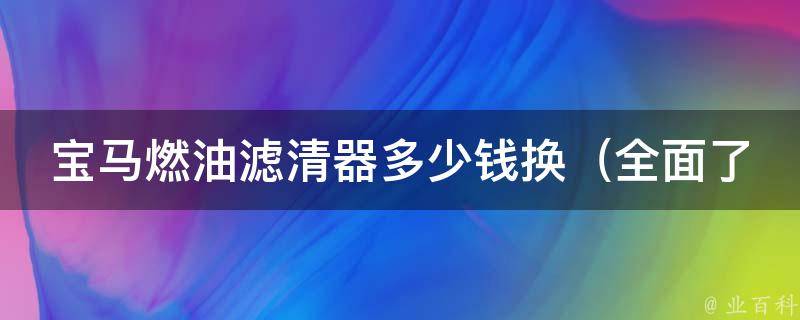 宝马燃油滤清器多少钱换_全面了解宝马车主必备知识