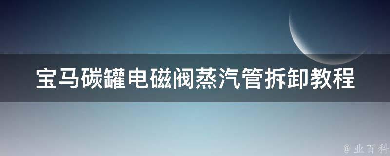 宝马碳罐电磁阀蒸汽管拆卸教程(详细步骤图解)