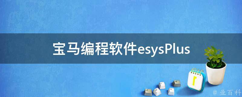 宝马编程软件esysPlus(完整教程+下载地址+使用技巧)。