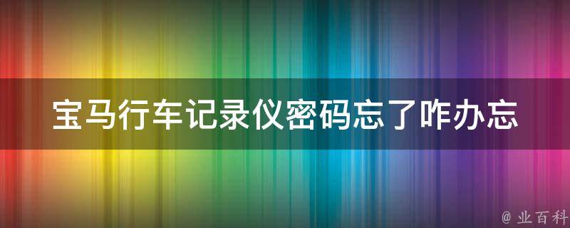 宝马行车记录仪**忘了咋办_忘记**怎么办？教你轻松解决！