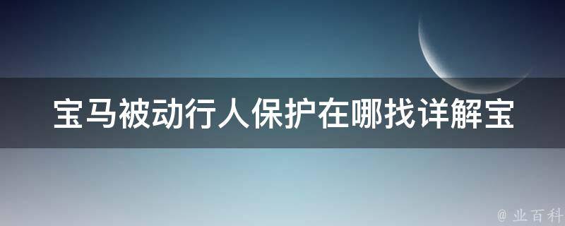 宝马被动行人保护在哪找_详解宝马最新安全技术