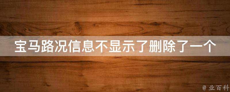 宝马路况信息不显示了删除了一个东西_解决方法大全