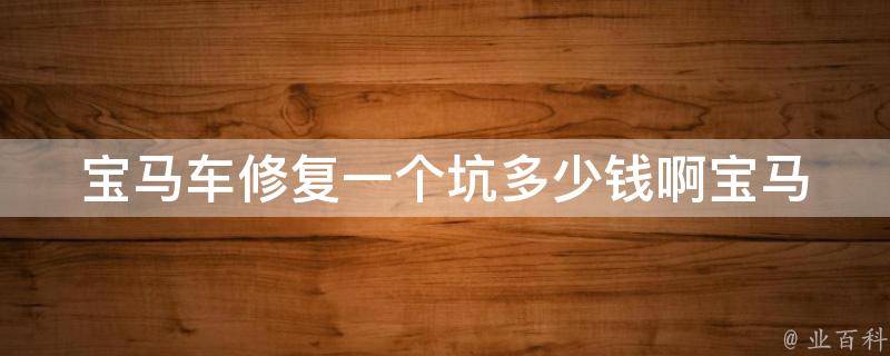 宝马车修复一个坑多少钱啊_宝马车坑洞修复费用参考：官方报价、维修厂对比、DIY方法。