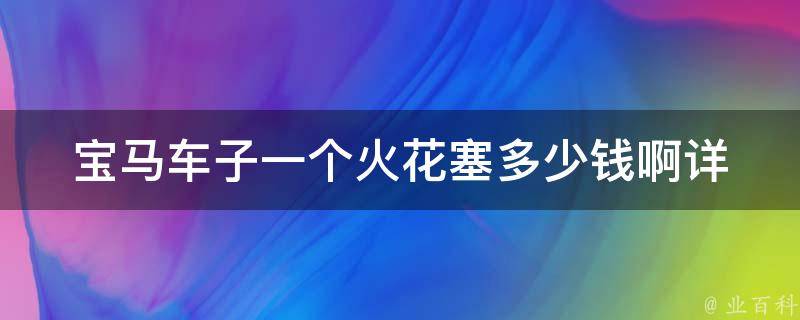 宝马车子一个火花塞多少钱啊(详解宝马车型适用火花塞价格及更换方法)。