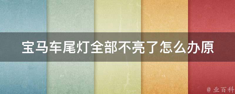 宝马车尾灯全部不亮了怎么办_原因分析及解决方法