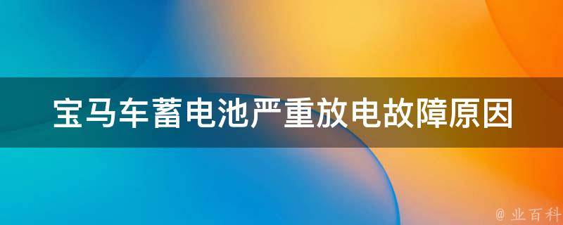 宝马车蓄电池严重放电故障_原因分析及解决方法