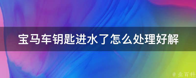 宝马车钥匙进水了怎么处理好_解决宝马车钥匙进水问题的5个方法