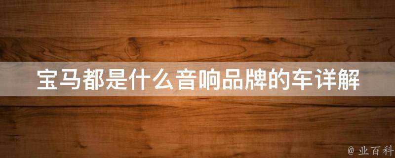 宝马都是什么音响品牌的车_详解宝马车系音响配置及品牌推荐