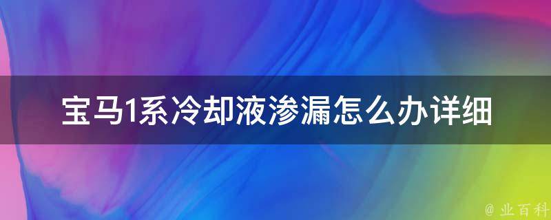 宝马1系**液渗漏怎么办_详细教程+常见原因