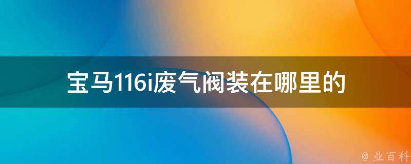 宝马116i废气阀装在哪里的(详细解析及更换方法)。