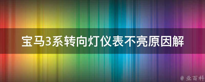 宝马3系转向灯仪表不亮原因(解决方法大全)