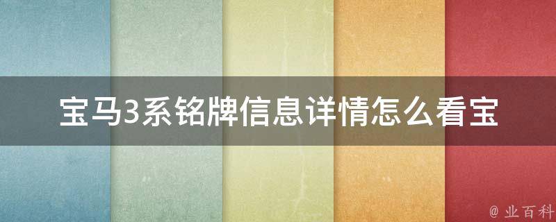 宝马3系铭牌信息详情怎么看_宝马车主必看：详解宝马3系铭牌含义及解读方法