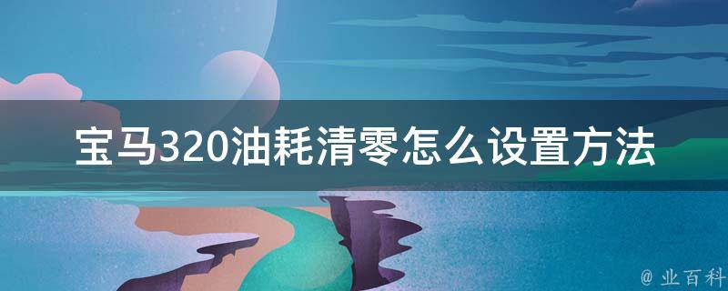 宝马320油耗清零怎么设置方法_详细教程附图解，轻松解决油耗问题。