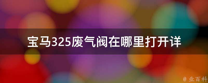 宝马325废气阀在哪里打开_详细解析+图片教程