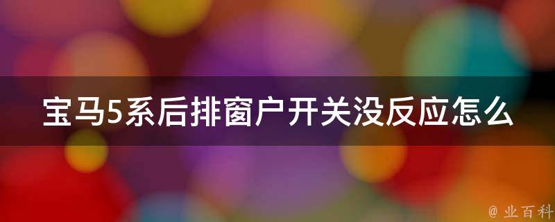 宝马5系后排窗户开关没反应怎么办(详细解决方法及常见故障排查)