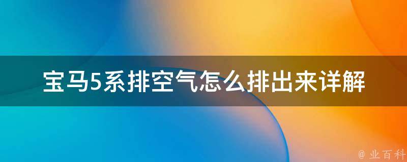 宝马5系排空气怎么排出来_详解宝马5系空气排出方法及注意事项